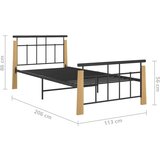  posteljni okvir kovina in trdna hrastovina 100x200 cm, (20606230) | Shoptok.si