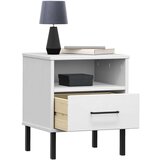  Nočna omarica s kovinskimi nogami bela trdna borovina OSLO, (20602519) | Shoptok.si