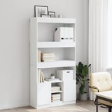  Visoka komoda bijela 92 x 33 x 180 cm od konstruiranog drva | shoptok.hr