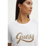 Guess Bombažna kratka majica GLITTERY ženska, bela barva, W4YI09 JA914