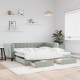  Dnevni krevet na razvlačenje svjetlosivi 100x200 cm baršunasti | shoptok.hr