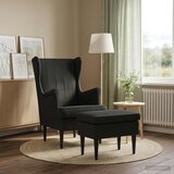  Fotelja s footstoolom 2 kom. Crna Baršun | shoptok.hr