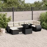 Maison Chic Seti vrtnega pohištva - Vrtna garnitura - Vrtni pohištvo set 8-delna z blazinami črn poli ratan, (21800690) | Shoptok.si