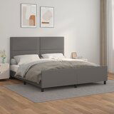 Maison Chic Posteljni okvir - Dvoposteljna postelja - Zakonska postelja z vzglavjem siv 180x200 cm umetno usnje-J6058, (21769654) | Shoptok.si