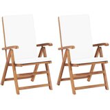  Nagibne vrtne stolice s jastucima 2 kom masivna tikovina krem | shoptok.hr