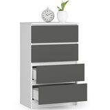 AKORD Komoda, 4 Predali, Bela/Siva, (5000332248) | Shoptok.si