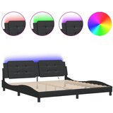 vidaXL Okvir kreveta s LED svjetlima crni 200 x 200 cm od umjetne kože | shoptok.hr