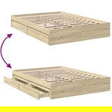 vidaXL Posteljni okvir s predali sonoma hrast 120x200cm inženirski les | Shoptok.si