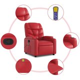  Masažni naslonjač na podizanje od umjetne kože crveni | shoptok.hr