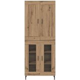  Visok predalnik 2 pcs Umetni hrast Inženirski les in steklo, (5000108332) | Shoptok.si