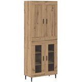  Visok predalnik 2 pcs Umetni hrast Inženirski les in steklo, (5000108332) | Shoptok.si