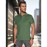 DStreet Koszulka męska polo z naszywkami zielona | shoptok.hr
