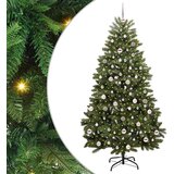 vidaXL Umestno božično drevo z LED lučmi Zelena 210 cm PVC in kovina | Shoptok.si
