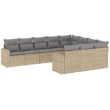 vidaXL 10-dijelni set vrtnih sofa s jastucima bež od poliratana | shoptok.hr
