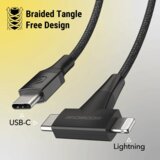 Scosche Strikeline 2-u-1 USB-C®/Lightning® kabel, 1.2m, crni | shoptok.hr