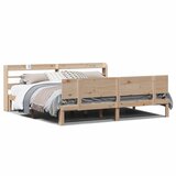 vidaXL Posteljni okvir z vzglavjem 200x200 cm trdna borovina Cene