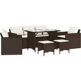  6-dijelni set vrtnih sofa od poliratana s jastucima smeđi | shoptok.hr