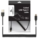  Spiralni kabel USB-A na USB-C 0,6m, (20651046)