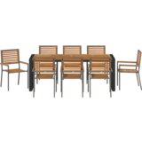  Set za blagovanje u vrtu s 9 komada Siva Poli Ratan Akacija | shoptok.hr