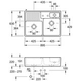 Villeroy Boch 632391R1 CeramicPlus 89,5 x 63 cm dvojno keramično pomivalno korito Cene