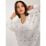Fashion Hunters Ecru women's oversize sweatshirt with appliqué