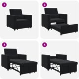 vidaXL 3-u-1 Sofa Krevet za Jednu Osobu Pretvoriv u Crni Baršun | shoptok.hr