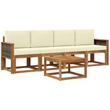 vidaXL Zunanja garnitura za sedenje z blazino 4 pcs Naravna in smetana, (5000281449) | Shoptok.si