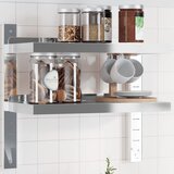vidaXL Zidna polica s 2 razine 50x23,5x60 cm srebrna nehrđajući čelik Cijene