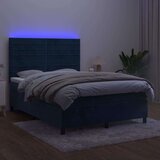 Box spring postelja z vzmetnico LED temno modra 140x200cm žamet, (20899625) | Shoptok.si