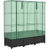 vidaXL Visoka greda s prevleko za rastlinjak videz ratana 120x40x138cm, (21366525) | Shoptok.si
