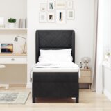 Box Spring Krevet s Madracem Crni 80x200 cm Baršun | shoptok.hr