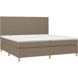  Krevet box spring s madracem LED smeđesivi 200x200 cm tkanina | shoptok.hr