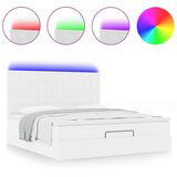 vidaXL Otomanski posteljni okvir z vzmetnico bel 180x200 cm um. usnje, (21609408) | Shoptok.si