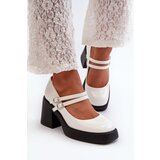 PS1 White patent leather pumps on chunky heel Halmina | shoptok.hr