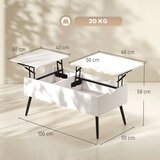  Klub stolić s podesivom visinom stol za dnevni boravak sa skrivenim prostorom za pohranu 50 x 100 cm bijeli | shoptok.hr