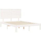 Posteljni okvir z vzglavjem bel 120x200 cm trden les Slike