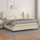  Box spring postelja z vzmetnico krem 200x200 cm umetno usnje, (20851587) | Shoptok.si