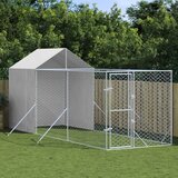 vidaXL Zunanja pasja ograda s streho srebrna 2x6x2,5 m pocinkano jeklo - - Srebrna - 53.15 - 2 x 6 x 2.5 m - 2025- | Shoptok.si