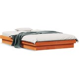 vidaXL LED posteljni okvir voščeno rjav 140x190 cm trdna borovina, (21072774) | Shoptok.si