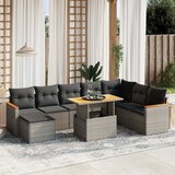 Maison Chic Seti vrtnega pohištva - Vrtna garnitura - Vrtni pohištvo set 9-delna z blazinami siv poli ratan, (21797261) | Shoptok.si