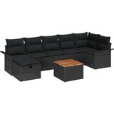 vidaXL 8-delni vrtni set kavčev s blazinami Črna Poli Ratan | Shoptok.si