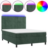  The Living Store Box spring postelja z vzmetnico LED tem. zelena 140x190cm žamet - Box Spring Postelja, (21449872) | Shoptok.si