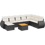 Maison Chic Seti vrtnega pohištva - Vrtna garnitura - Vrtni pohištvo set 9-delna z blazinami črn poli ratan, (21798402) | Shoptok.si