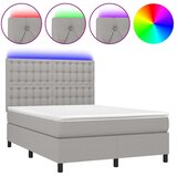  box spring s madracem LED svjetlosivi 140x190 cm tkanina | shoptok.hr