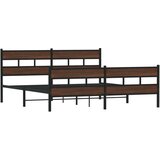 Metalni Kovinski posteljni okvir brez vzmetnice rjavi hrast 193x203 cm, (21609666) | Shoptok.si