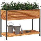 Vrtna sadilica s policom 110 x 45 x 80 cm masivno drvo i čelik | shoptok.hr