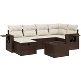 vidaXL 7-dijelni set vrtnih sofa od poliratana s jastucima smeđi | shoptok.hr