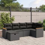 vidaXL 6-dijelni set vrtnih sofa s jastucima crni od poliratana | shoptok.hr