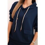 Kesi Włoski Women's set buttery hoodie and pants with a belt navy | ePonuda.com