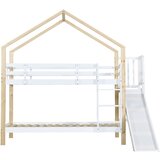 Lumor Dvoposteljna postelja z lestvijo in drsno ploščadjo - okvir iz masivnega lesa - 90x200 cm - bela, (22068485) u